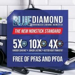 Blue Diamond Pan Cookware Diamond-Infused Ceramic Nonstick Cookware 10-Piece Pots and Pans Set, PFAS-Free, Dishwasher Safe, Oven Safe, Blue