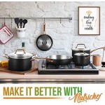 NutriChef 11 Pcs. Stylish Kitchen Set w/Modern Cookware Design Non-Stick Kitchenware Pots & Pans, Small & Medium Skillet Fry Pans w/Golden Handles, NCONYX