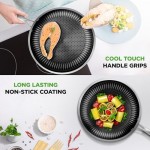 NutriChef 10" Stainless Steel Frying Pan - Triply Kitchenware Stir Fry Pan Kitchen Cookware w/Dakin Etching Non-Stick Coating, Scratch-Resistant Raised-up Honeycomb Fire Textured Pattern - NC3PL10