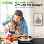 NutriChef 10" Stainless Steel Frying Pan - Triply Kitchenware Stir Fry Pan Kitchen Cookware w/Dakin Etching Non-Stick Coating, Scratch-Resistant Raised-up Honeycomb Fire Textured Pattern - NC3PL10