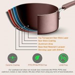 NutriChef Kitchenware Pots & Pans High-Qualified Basic Kitchen Cookware, Non-Stick (14-Piece Set), One Size, Brown