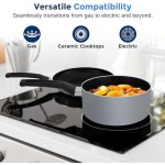 SereneLife Kitchenware Pots & Pans Basic Kitchen Cookware, Black Non-Stick Coating Inside, Heat Resistant Lacquer (6-Piece Set), One Size, Gray