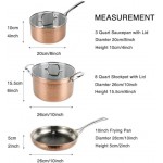 Cyrder Stainless Steel Pots and Pans Set, Luxury Tri-Ply Hammered Kitchenware Cookware with Lids, Heavy Duty & Non-Toxic Rose Gold Special Hammered Pattern Detail, 5-Piece