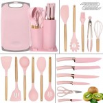 DLD New 29-Piece kitchenware,Cooking Gifts,Non-Stick Pans,Shovels, Spoons,Cutting Utensils,Wooden Handles,Heat-Resistant Silicone,Cutting Boards,Storage Barrels,Kitchen Gadget Sets