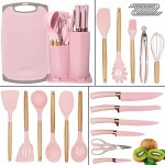 DLD New 29-Piece kitchenware,Cooking Gifts,Non-Stick Pans,Shovels, Spoons,Cutting Utensils,Wooden Handles,Heat-Resistant Silicone,Cutting Boards,Storage Barrels,Kitchen Gadget Sets