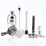 Kitchenware Gadgets 11 in 1 Stainless Steel Cocktail Shaker Tools Set with Wooden Mount, Capacity: 550ml Kitchenware Gadgets