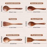 Kitchen Utensils Set, NAYAHOSE Wooden spoons for Cooking Non-stick Pan Kitchen Tool Wooden Cooking Spoons and Wooden utensil storage wooden barrel