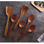 Kitchen Utensils Set, NAYAHOSE Wooden spoons for Cooking Non-stick Pan Kitchen Tool Wooden Cooking Spoons and Wooden utensil storage wooden barrel