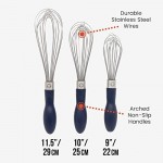 Chef Pomodoro Kitchen Whisk 3-Piece Set, Stainless Steel Wire Balloon Whisk Utensil, Baking Wisk Kitchenware Cooking Tool