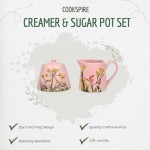 Cookspire - Elegant and Modern Pink Sugar Bowl and Creamer Set for Tea and Coffee Bar, Sugar Container with Lid, Cute Kitchen Accessories, Ideal Gift for any occasion