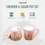 Cookspire - Elegant and Modern Pink Sugar Bowl and Creamer Set for Tea and Coffee Bar, Sugar Container with Lid, Cute Kitchen Accessories, Ideal Gift for any occasion