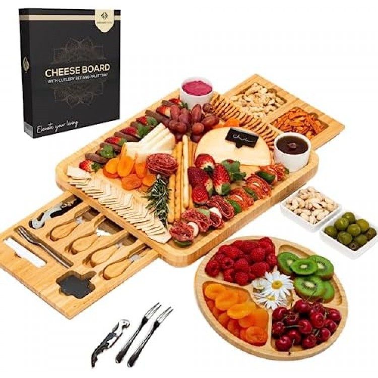 Unique Cheese Board Birthday Gifts for Women Perfect as Wedding, Anniversary, or Housewarming Present for Couples - Charcuterie Board with Knife Set - Serving Platter Tray for Wife Mum Her