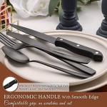 Hiware 24 Pieces Matte Black Silverware Set with Steak Knives for 4, Stainless Steel Flatware Cutlery Set, Hand Wash Recommended