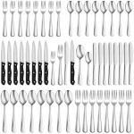 48-Piece Silverware Set, Food-Grade Stainless Steel Flatware Set, Kitchen Cutlery Set for Home Office Restaurant Hotel, Mirror Finish, Dishwasher Safe (Silver 48pcs) (48)