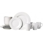 Amazon Basics 16-Piece Porcelain Kitchen Dinnerware Set with Plates, Bowls and Mugs, Service for 4 - White