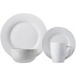 Amazon Basics 16-Piece Porcelain Kitchen Dinnerware Set with Plates, Bowls and Mugs, Service for 4 - White