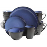 Gibson Home 109536.16R Reactive Stoneware Soho Round Dinnerware Set, Blue, 16 Piece