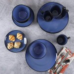 Gibson Home 109536.16R Reactive Stoneware Soho Round Dinnerware Set, Blue, 16 Piece