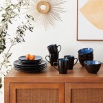 Gibson Home 109536.16R Reactive Stoneware Soho Round Dinnerware Set, Blue, 16 Piece