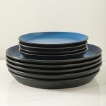 Stone Lain Albie Stoneware 16-Piece Modern Dinnerware Set, Kitchen Plates and Bowls Sets, Dish Set for 4, Blue and Black