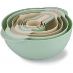 COOK WITH COLOR 8 Piece Nesting Bowls with Measuring Cups Colander and Sifter Set - includes 2 Mixing Bowls, 1 Colander, 1 Sifter and 4 Measuring Cups, polypropylene, Mint Green