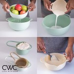 COOK WITH COLOR 8 Piece Nesting Bowls with Measuring Cups Colander and Sifter Set - includes 2 Mixing Bowls, 1 Colander, 1 Sifter and 4 Measuring Cups, polypropylene, Mint Green