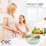 COOK WITH COLOR 8 Piece Nesting Bowls with Measuring Cups Colander and Sifter Set - includes 2 Mixing Bowls, 1 Colander, 1 Sifter and 4 Measuring Cups, polypropylene, Mint Green