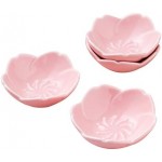 Jusalpha Pink Cherry Blossom Porcelain Sauce/Seasoning Dish, Sushi Soy Dipping Bowl, Dessert, Appetizer Plates, Serving Dish for Kitchen Home (Set of 4, Pink)