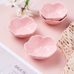 Jusalpha Pink Cherry Blossom Porcelain Sauce/Seasoning Dish, Sushi Soy Dipping Bowl, Dessert, Appetizer Plates, Serving Dish for Kitchen Home (Set of 4, Pink)