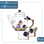 BTaT- Small Glass Tea Set, 2 Fancy Cups, Tea Pot Glass, Tea Kettle Set, Tea Pot, Glass Teapot, Tea Set for Adults, Glass Tea Kettle, Glass Tea Cup, Pretty Tea Cup, Teapot