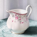 fanquare Vintage Porcelain Tea Set for Women Tea Party, Tea Cup and Saucer Set for 6, Wedding Floral Teapot Set for Adults, Pink Rose