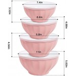 JCXivan Mixing Bowls with Lids Set,4 Piece Large Plastic Nesting Mixing Bowls,includes 4 Microwave safe Mixing Bowl and an Egg Whisk for Kitchen Prepping,Baking,Cooking Food, Pink