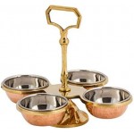 VAKRATUNDA KITCHENWARES Handmade Tableware Premium Copper & Steel Serving Bowls, Condiment Pots for Serving Pickle/Mouth Freshner/ Sauces/ Dry Fruit etc. (4 Bowls/Compartments)