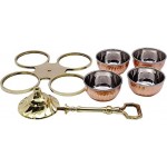 VAKRATUNDA KITCHENWARES Handmade Tableware Premium Copper & Steel Serving Bowls, Condiment Pots for Serving Pickle/Mouth Freshner/ Sauces/ Dry Fruit etc. (4 Bowls/Compartments)