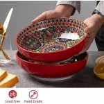 YUN TAO Large Serving Bowls,10 inch Fruit Salad Bowls, 75 Oz Pasta Bowls Set of 2,Decorative Serving Dishes for Entertaining, Vibrant Color Ramen Bowls for Party,Microwave & Dishwasher Safe