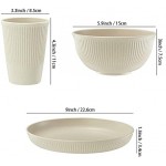 HXYPN 18pcs Wheat Straw Dinnerware Sets Unbreakable Reusable Dinnerware Set Kitchen Cups Plates and Bowls Sets Dishwasher Microwave Safe Plates