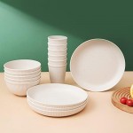 HXYPN 18pcs Wheat Straw Dinnerware Sets Unbreakable Reusable Dinnerware Set Kitchen Cups Plates and Bowls Sets Dishwasher Microwave Safe Plates