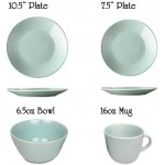 EcoSphere Finds Stoneware Solid Pistachio 16 Pieces Dinner Set with 4 Large Dinner Plates, 4 Small Dessert Plates, 4 Bowls and 4 Coffee Mug| Modern and Elegant dinnerware Set for Any Event