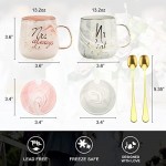 Mr Right and Mrs Always Right Couples Coffee Mugs Cups Gifts Set for Engagement Wedding Bridal Shower Bride and Groom to Be Newlyweds Anniversary - Ceramic Marble 13 Ounce-Oval