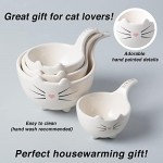 White Ceramic Cat Measuring Cups: Set of Cat Shaped Bowls - 1 Cup, 1/2 Cup, 1/3 Cup and 1/4 Cup