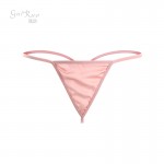 Guiruo Fun Lingerie Women's Seduction Charm Satin G-string Pants Low Waist Solid Color Thin Ribbon Sexy Underwear Replacement P28