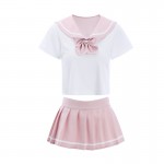 Guiruo Fun Underwear Sexy, Sweet, and Pure Student Dress Open Hip 100 Pleated Short Skirt Women's Bed Uniform Set 2628