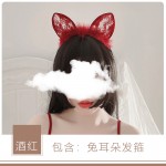 Rose like sexy underwear sexy feathers lace Cat's ears (Steamed cat-ear shaped bread) role play net red headband decoration headdress p1