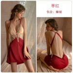 Qiruo Brand Autumn and Winter Padded Pajamas Sexy Backless Temptation Sling Sleepwear Home Furnishing Set Issued on behalf of 1298