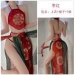 Guiruo Fun Lingerie Sexy Printing Perspective Belly Bag Dunhuang Flying Sky Exotic Hanfu Uniform Set Issued on behalf of 1673