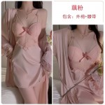 Guiruo Sexy and Comfortable Ice Silk Pajamas with Chest Pads and Steel Rings Gathered Large Suspended Sleeping Skirt, Outer Robe, Home Furnishing 2044