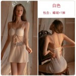 Qiruo Brand's Autumn and Winter New Style with Chest Cushion, Lace Perspective Hollow out Hanging Strap, Sleepwear, Home Furnishing Set, Issued on behalf of 1422