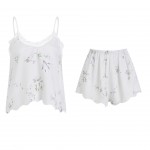 Guiruo Brand Sexy Deep V Attractive Sweet Printed Strap Shorts Two Piece Home Suit Set Issued on behalf of 19070