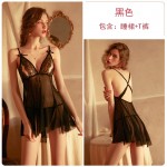 Guiruo Fun Lingerie Sexy Pleated Private Room Pajamas Dew Breast Lace Perspective Temptation Sling Sleeping Dress Set 1639