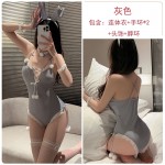 Guiruo Fun Lingerie Sexy Hidden Buckle Open Stop One Piece Dress Pure Rabbit Girl Uniform Set 2340